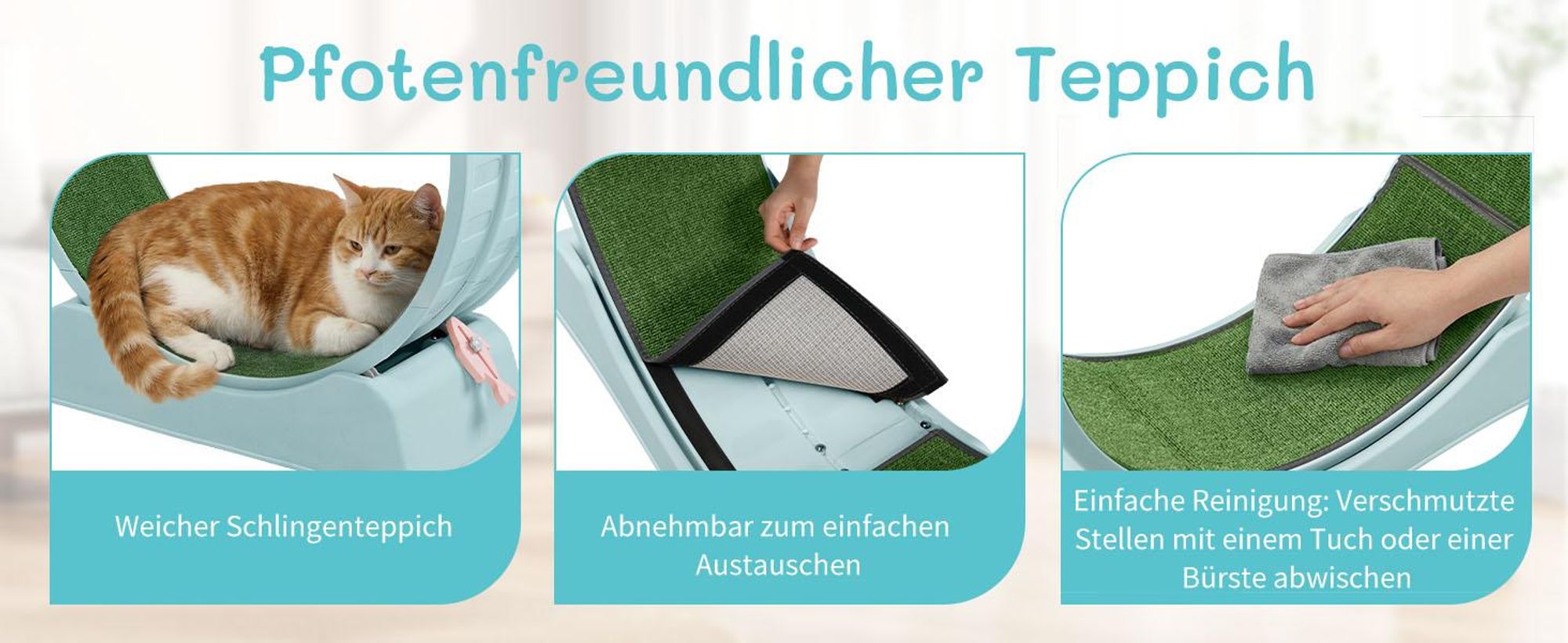 FCH Katzenlaufrad, Laufband für Katzen, Innendurchmesser 80cm, PP-Kunststoff, leise Laufband und Sicherheitsschloss-Design, Blau