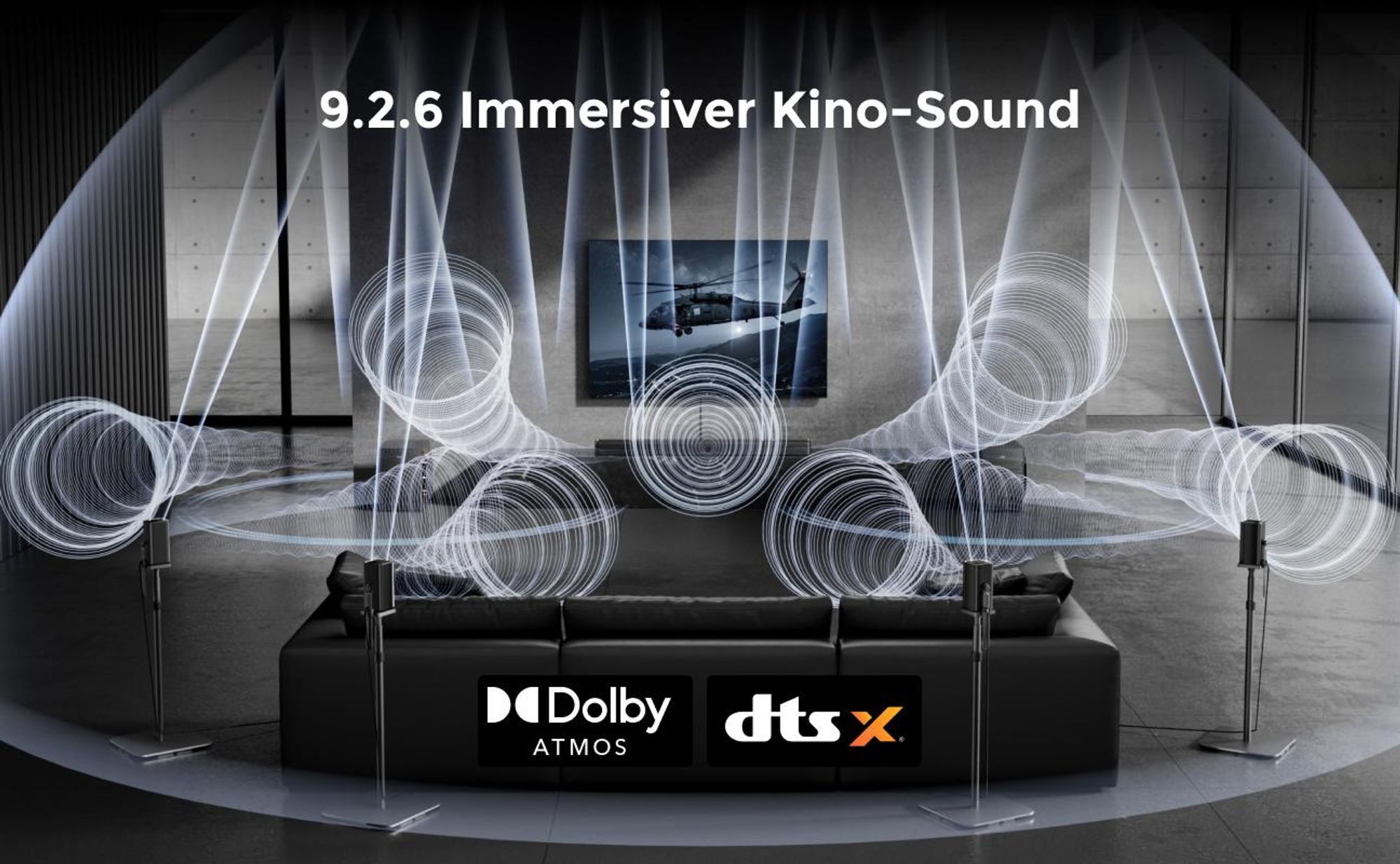 ULTIMEA Skywave X100 Dual 9.2.6 Soundbar mit Dolby Atmos & DTS:X, THX-Tuned, 2x10" Subwoofer, 2000W, 8K Pass-Through, Kabellos