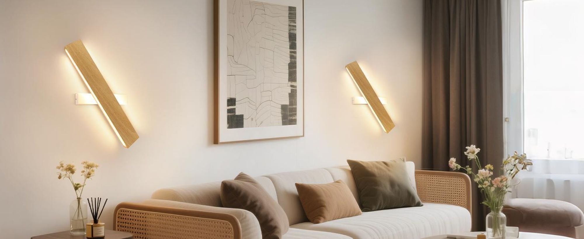 ZMH LED Applique murale intérieure - 52CM Bois Moderne Lampe de couloir Up et Down Design 17W Lampe de cage d'escalier Indirecte 3000K Blanc chaud Eclairage mural