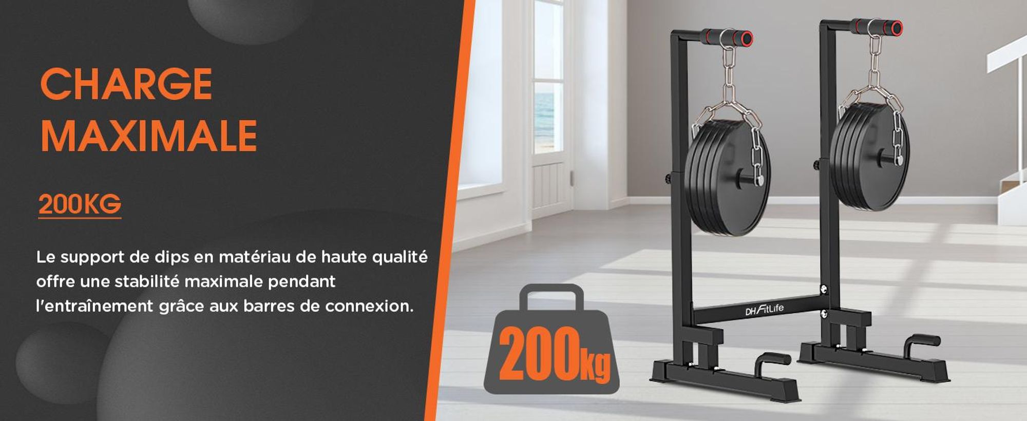 DH FitLife Barres de Dips Réglables (100-130 cm, 9 Niveaux) – Station de Musculation pour Entraînement à Domicile, Parallettes Calisthenics