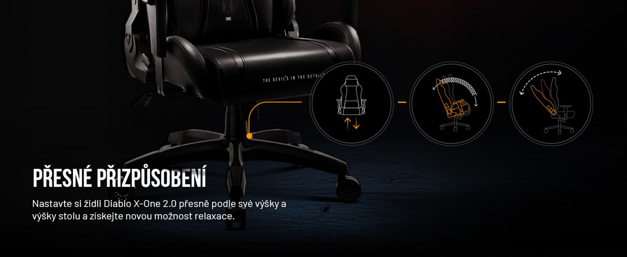 Herní židle Diablo X-One 2.0 Kancelářská židle Nastavitelné područky Ergonomický design Krční/bederní polštář, Barva: Černá, Velikost: King