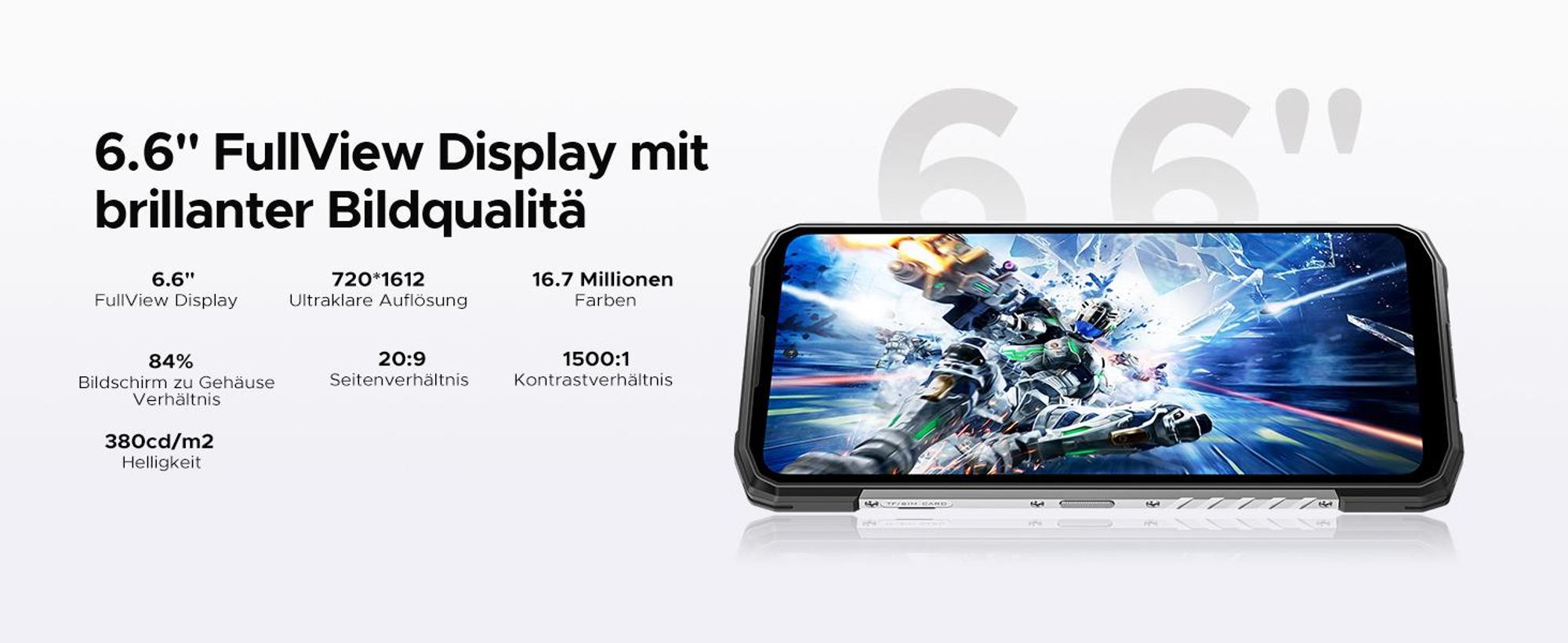 DOOGEE Blade10 Power Outdoor Smartphone Handy, 4G, Android 16, IP68/IP69K, 6,6" 90Hz, 10300mAh, 48+128GB, 50MP, NFC, Fingerabdruck, ohne Vertrag