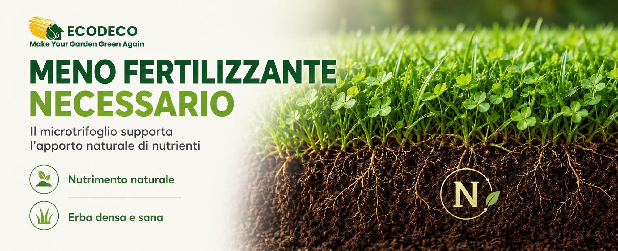 EcoDeco semi per prato, miscela con microtrifoglio, semi prato 5 kg, per prato ornamentale e giardino domestico