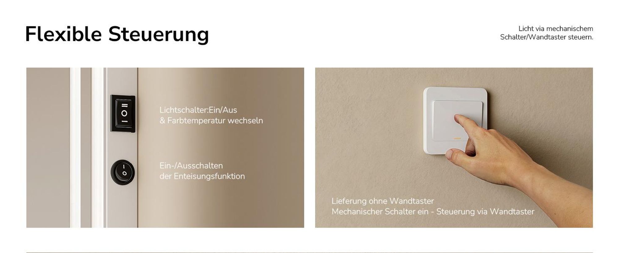 EMKE LED Badspiegel mit Beleuchtung 100X60 cm Antibeschlag, Wandspiegel Badezimmerspiegel mit mechanischem Schalter, 3000K/6500K Lichtfarben, IP44