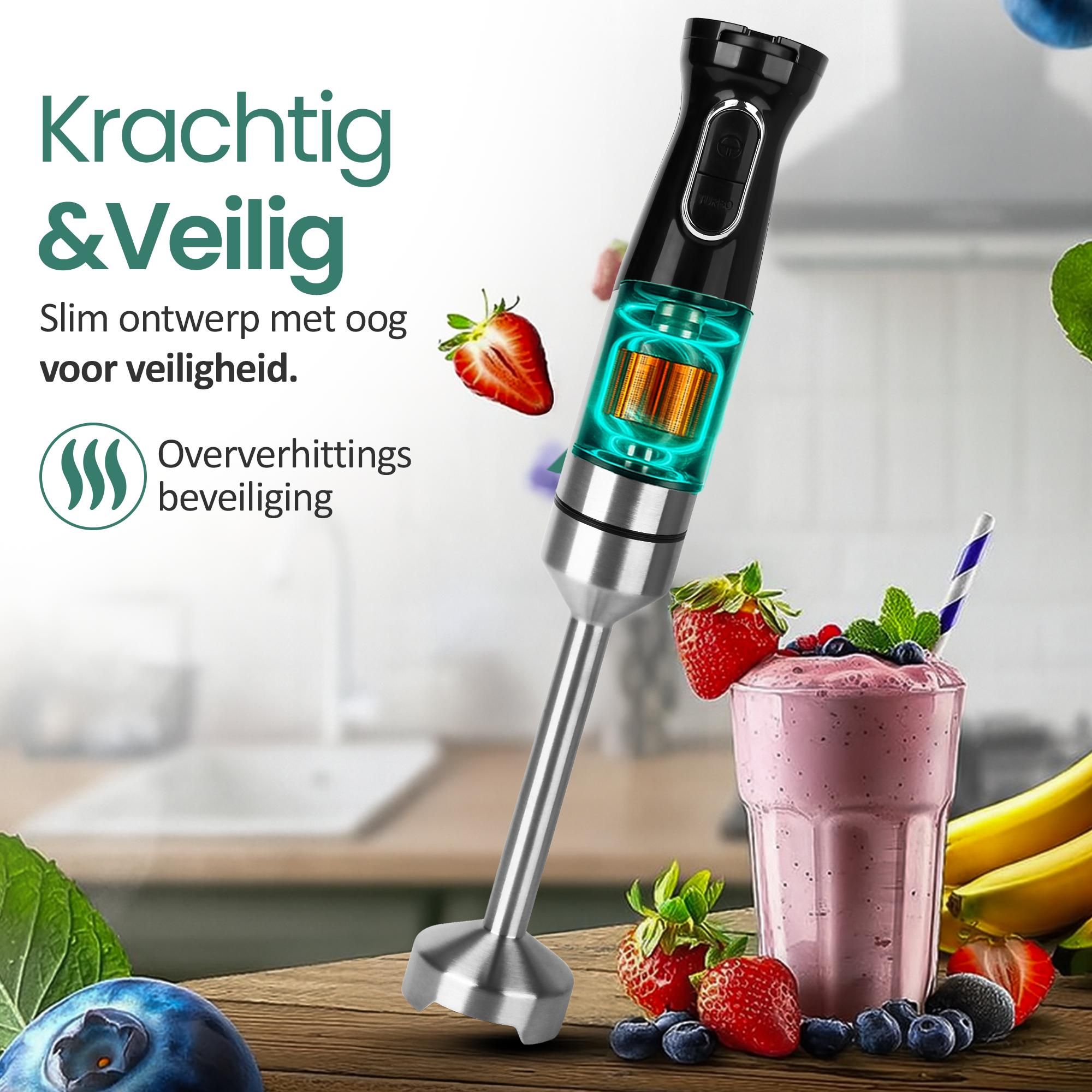 Emerio Staafmixer – 1000 W – Traploos Instelbare Snelheid – Zwart/RVS – HB-132381