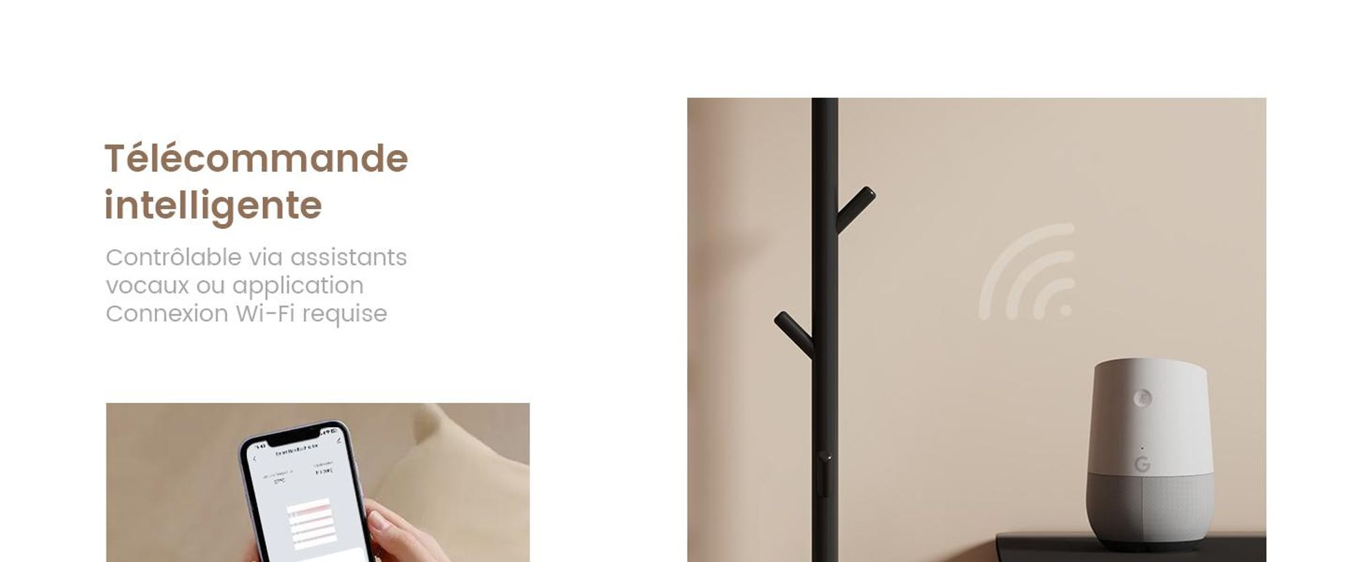 EMKE Sèche-serviettes électrique 100W Noir Mat, Design Arbre avec Écran LCD, Thermostat Intelligent WiFi & App, Minuterie, Chauffe-serviettes 150 cm