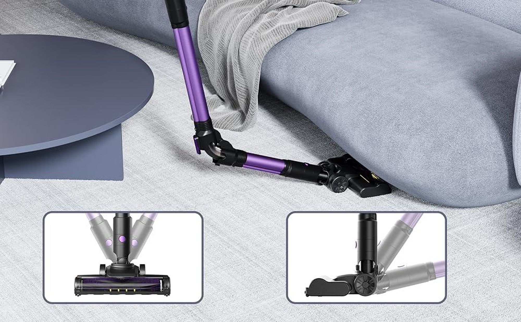 Stanew Akku Staubsauger Faltbar, 45Kpa Kabelloser Staubsauger, 550W Cordless Vacuum Cleaner, 30Min. Laufzeit, LED, für Tierhaare Teppich Auto Sofas