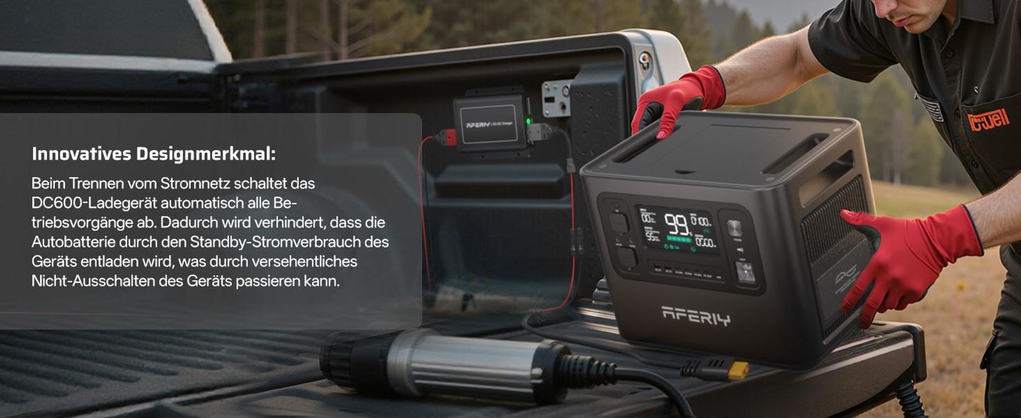 AFERIY DC060 DC-DC Ladegerät | 580W | Aktive Kühlung | 95% 48V Powerstationen