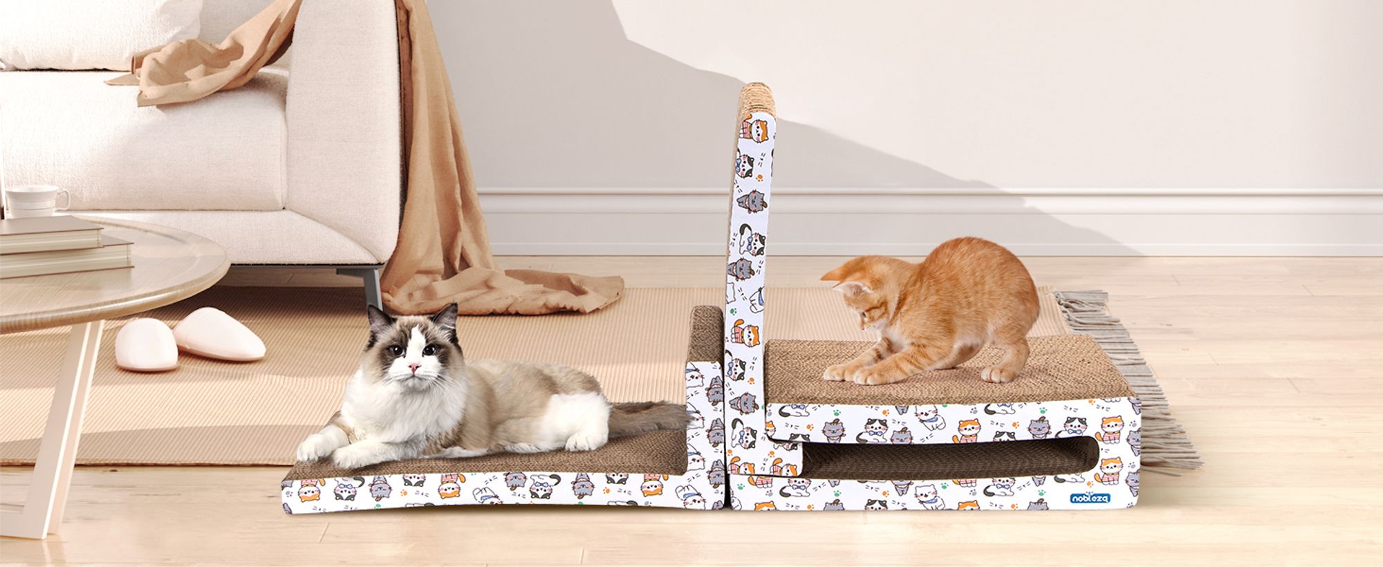 Katzenkratzer mit Katzenminze,Katze Kratzbrett Kratzpappe für Katzen 3 in,Interaktives Katzenspielzeug aus Wellpappe,1 43 * 24 * 15cm