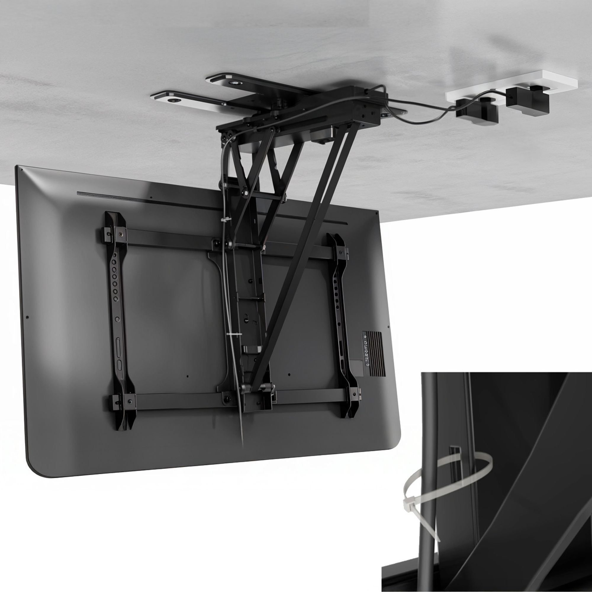 Maclean elektrische Deckenhalterung für TV TUYA-Unterstützung max VESA 600x400 90st schwenkbar, 32"-75" 35kg MC-490