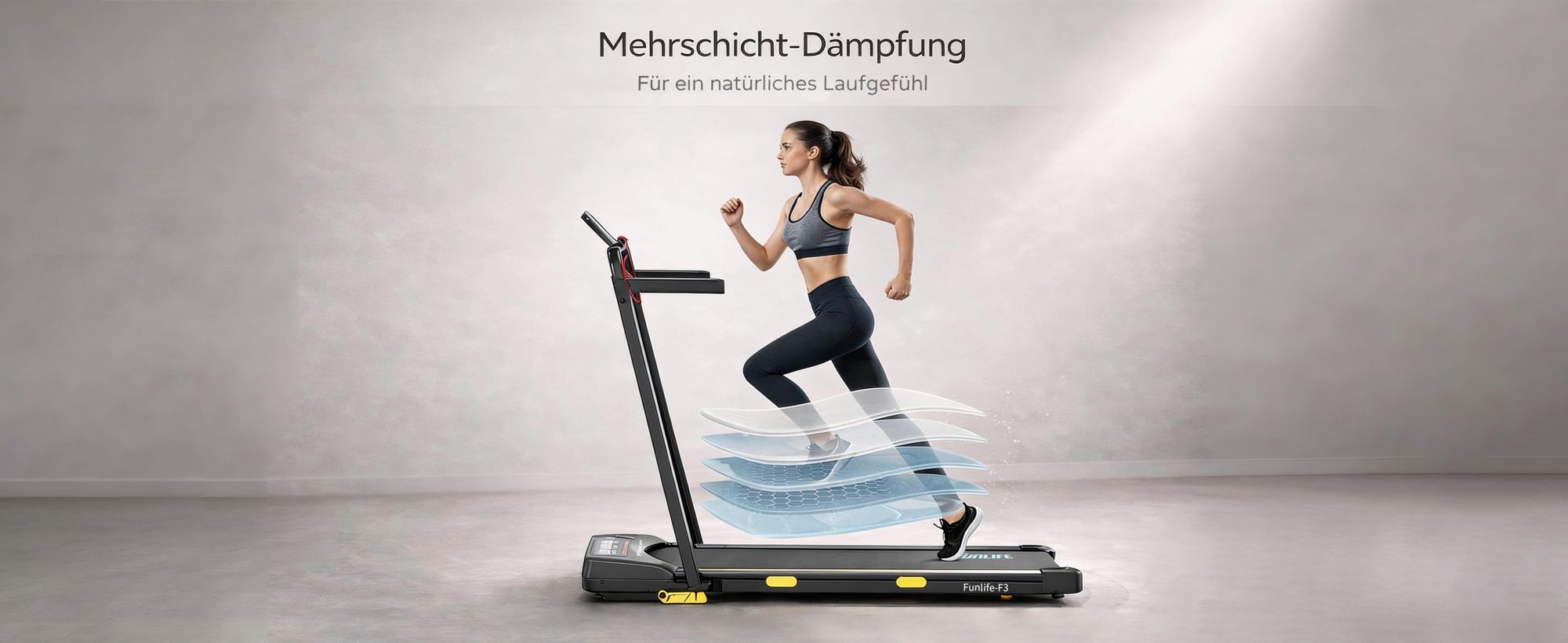 FunLife F3 klappbares Laufband für Zuhause – extra leise mit bürstenlosem Motor, 7 % Steigung, bis 120 kg, gelenkschonend, sicher & platzsparend, Blue
