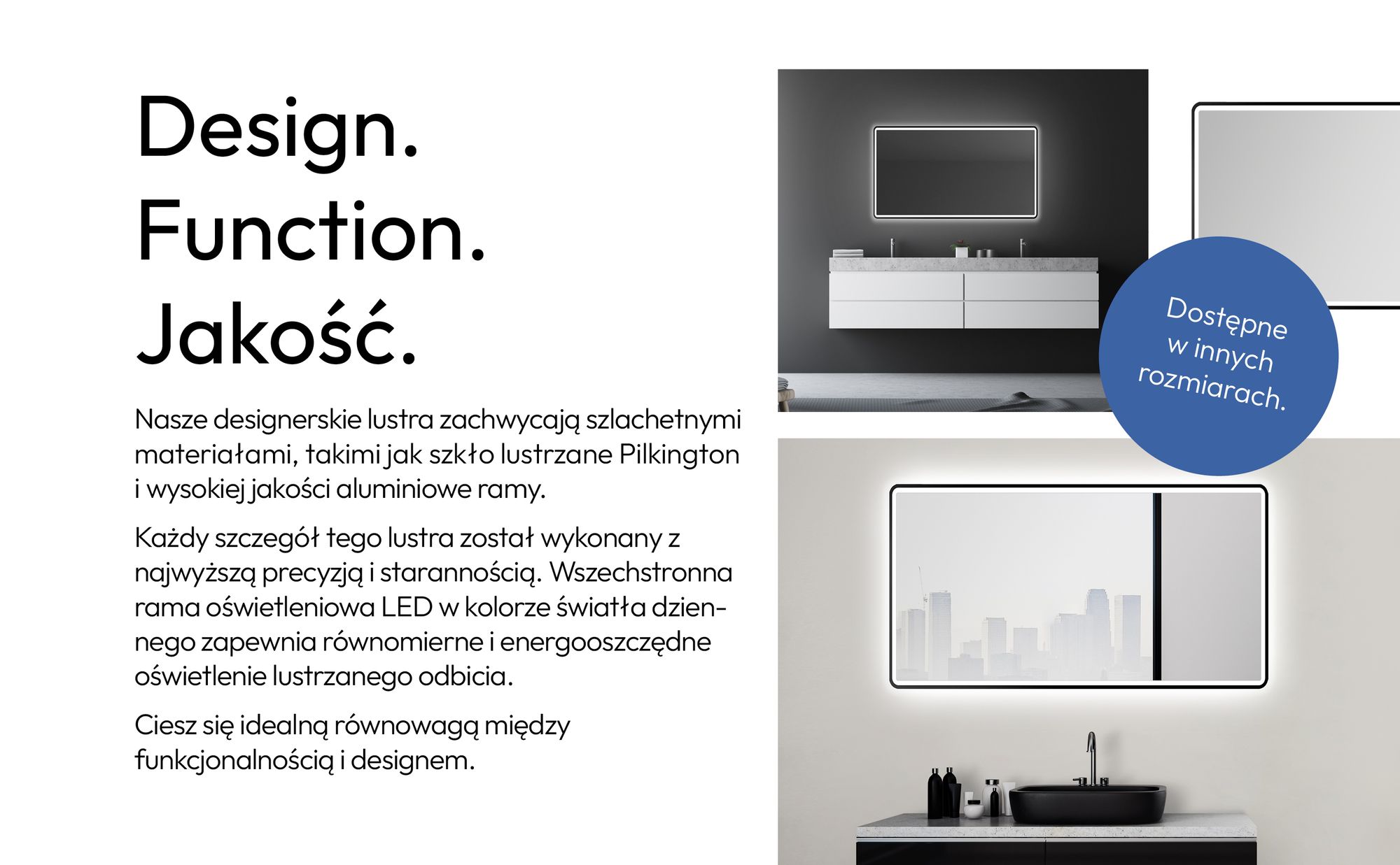 Lustro łazienkowe LED TALOS black Moon 120x70 cm - lustro łazienkowe z oświetleniem - nadaje się do wilgotnej wody dzięki aluminiowej ramie - kolor światła neutralny biały