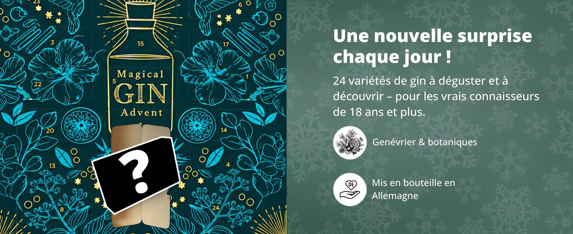 BOXILAND® calendrier avent gin 2026, 24 variétés à 0,02 l, dégustation gin