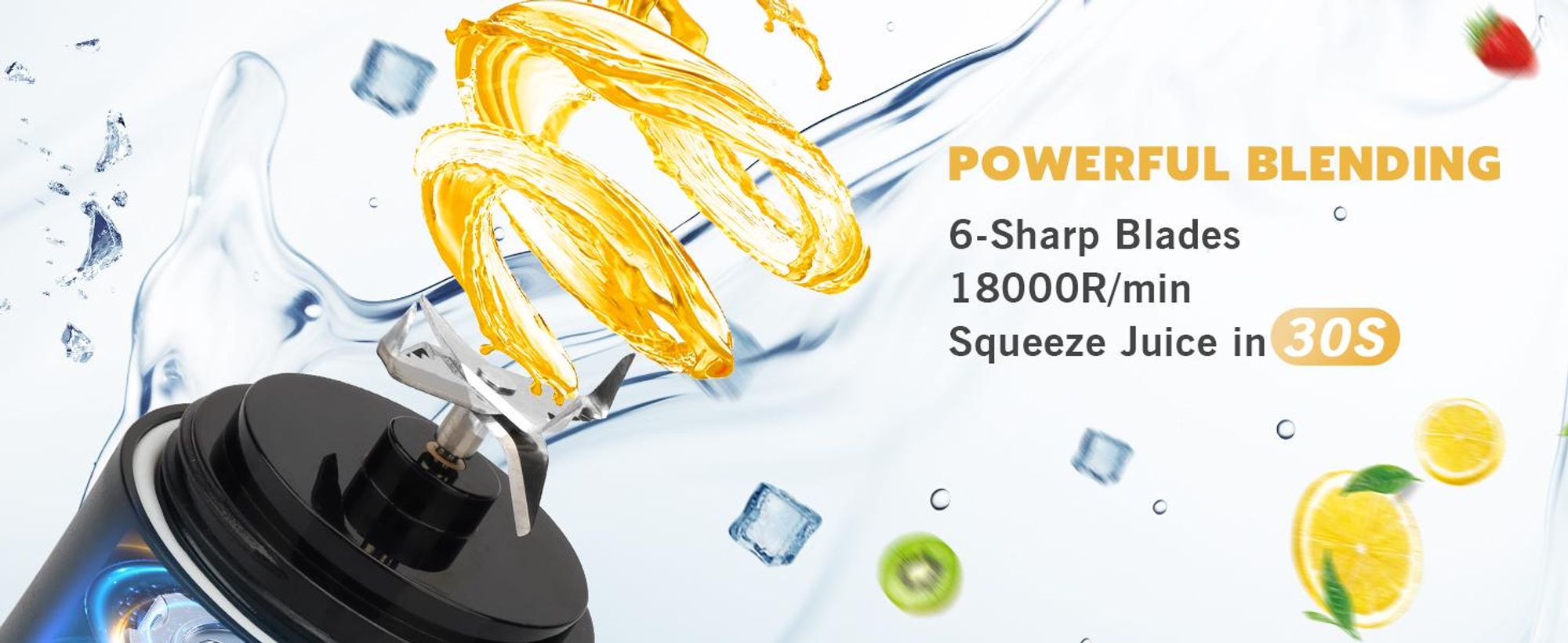 Tragbarer Mixer, Smoothie Maker mit 6 Klingen, 500ml Standmixer für Shakes und Smoothies, 120W Ice Crusher, USB-C Wiederaufladbar, BPA-Frei, Schwarz