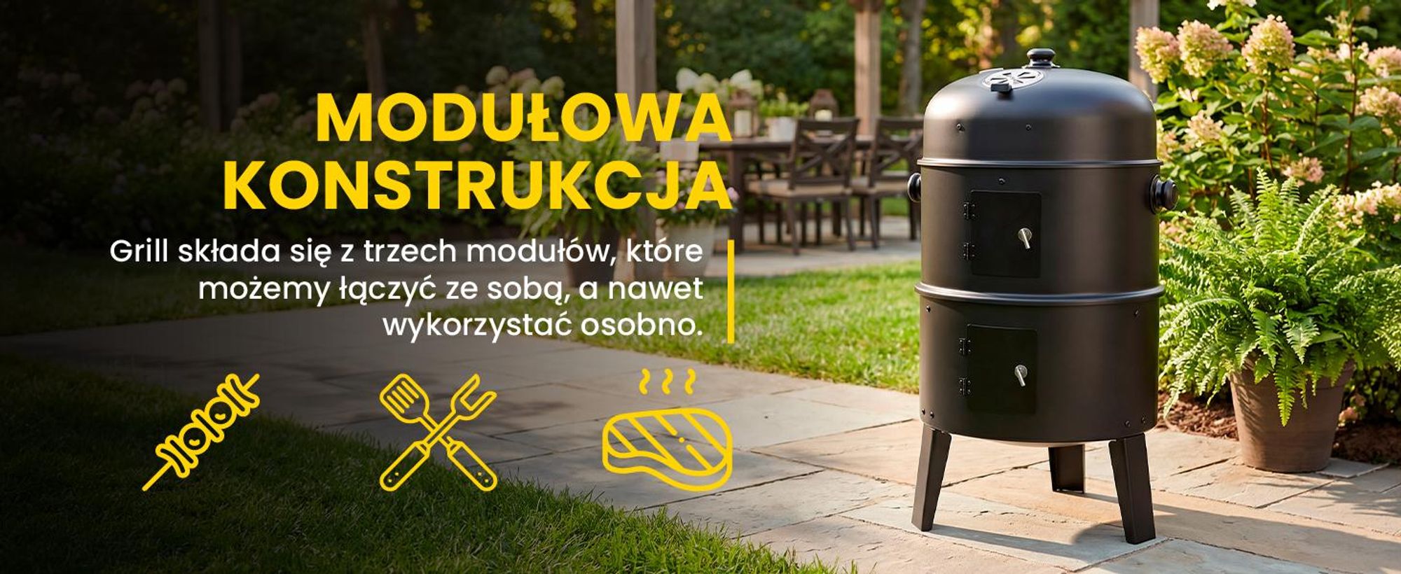 Wędzarnia grill ogrodowy palenisko w kolorze czarnym
