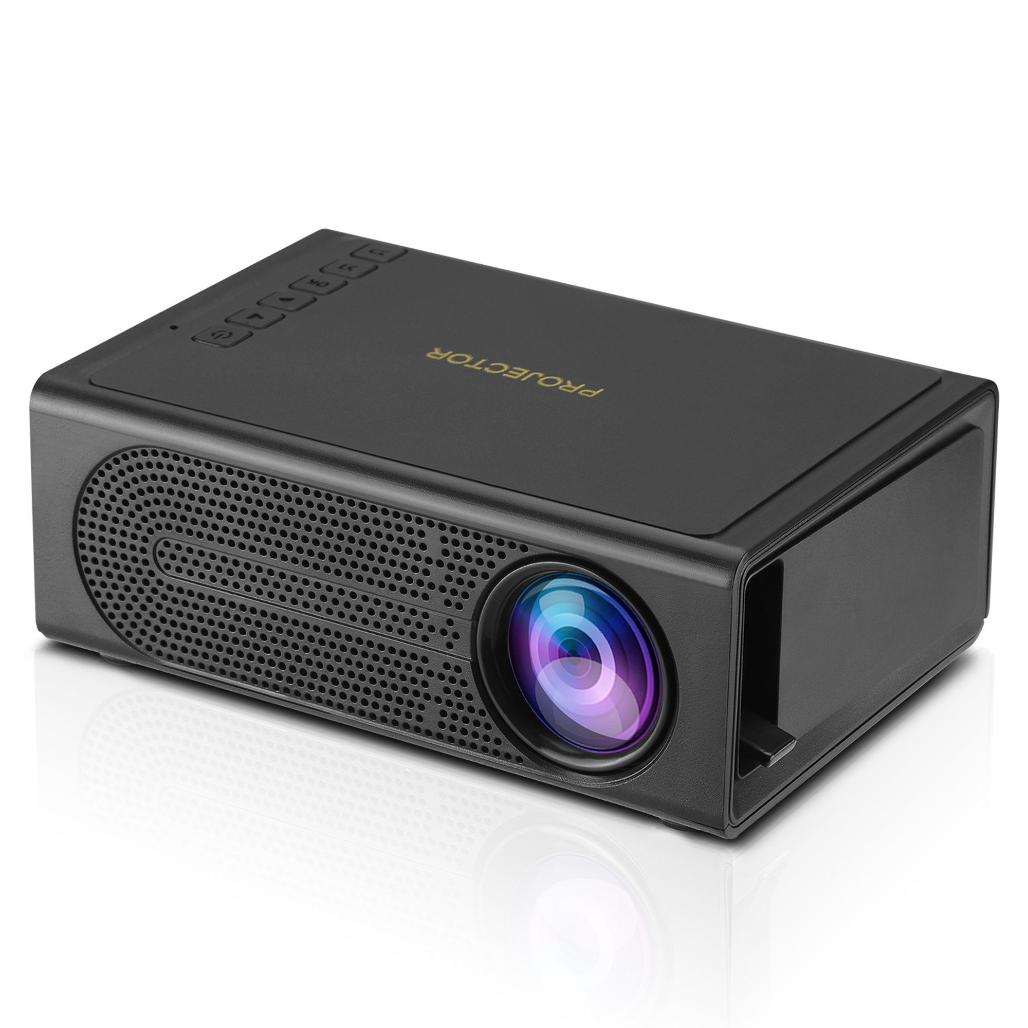 ZELURXX Mini Beamer, Tragbar, LCD LED, kabelgebundenen Bildschirmspiegelung, Unterstützt iOS und Android, Kompatibel mit Laptops/PC/Smartphone, Schwarz