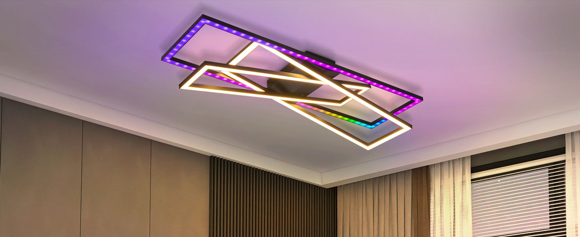 ZMH Deckenlampe LED Deckenleuchte RGB Dimmbar mit Fernbedienung Wohnzimmer 36W Schwarz Schlafzimmerlampe Farbwechsel Modern Flur Deckenleuchten