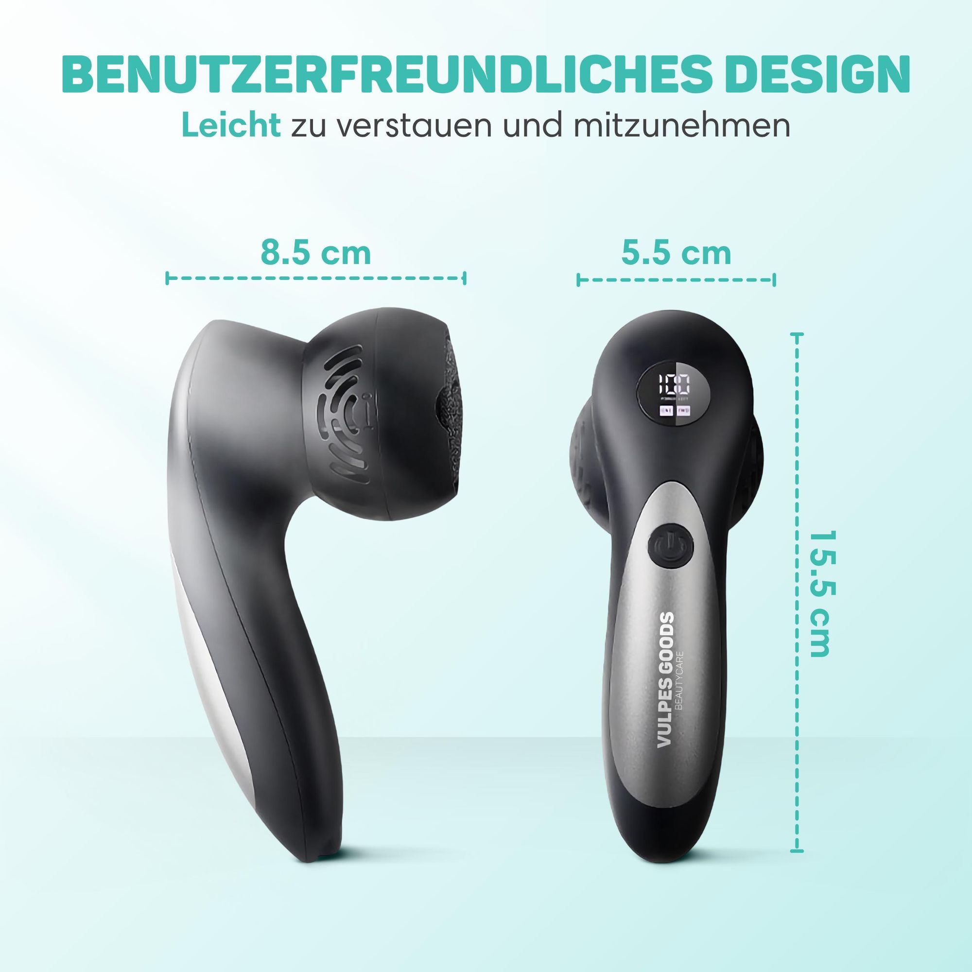 Vulpes Goods Elektrischer Hornhautentferner PRO, Professionelles Hornhautentferner Set, Fußfeile, USB Wiederaufladbar, Wasserdicht
