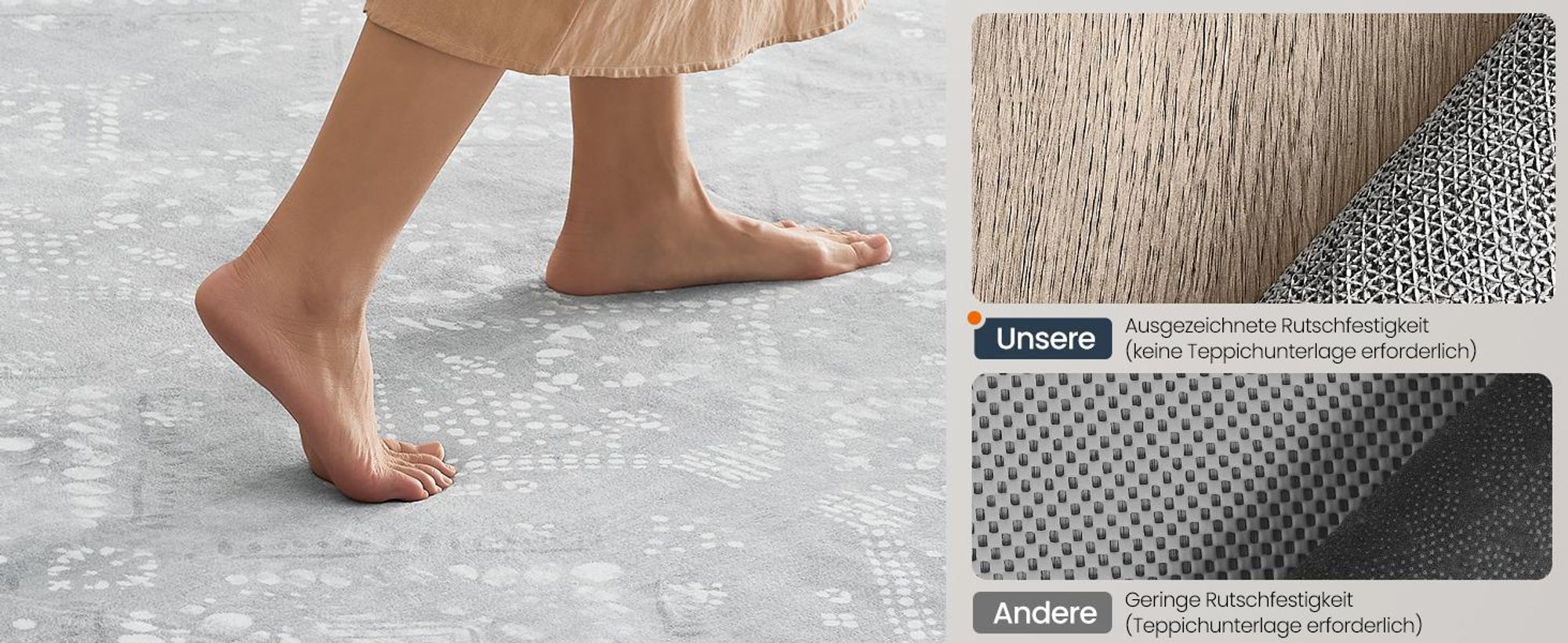 SONGMICS HOME Teppich, 120 x 170 cm, Wohnzimmerteppich, rutschfest, flauschig