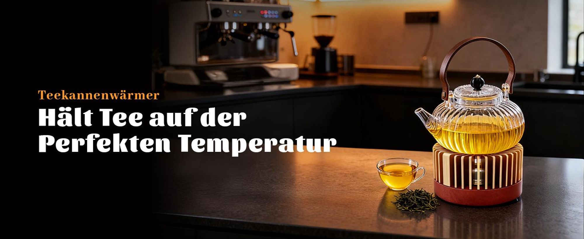 Stövchen, Teewärmer, Kaffeewärmer, aus Aluminium und Holz, für Teekanne, Teewärmer Geeignet zum Erhitzen von Tee Kaffee Milch