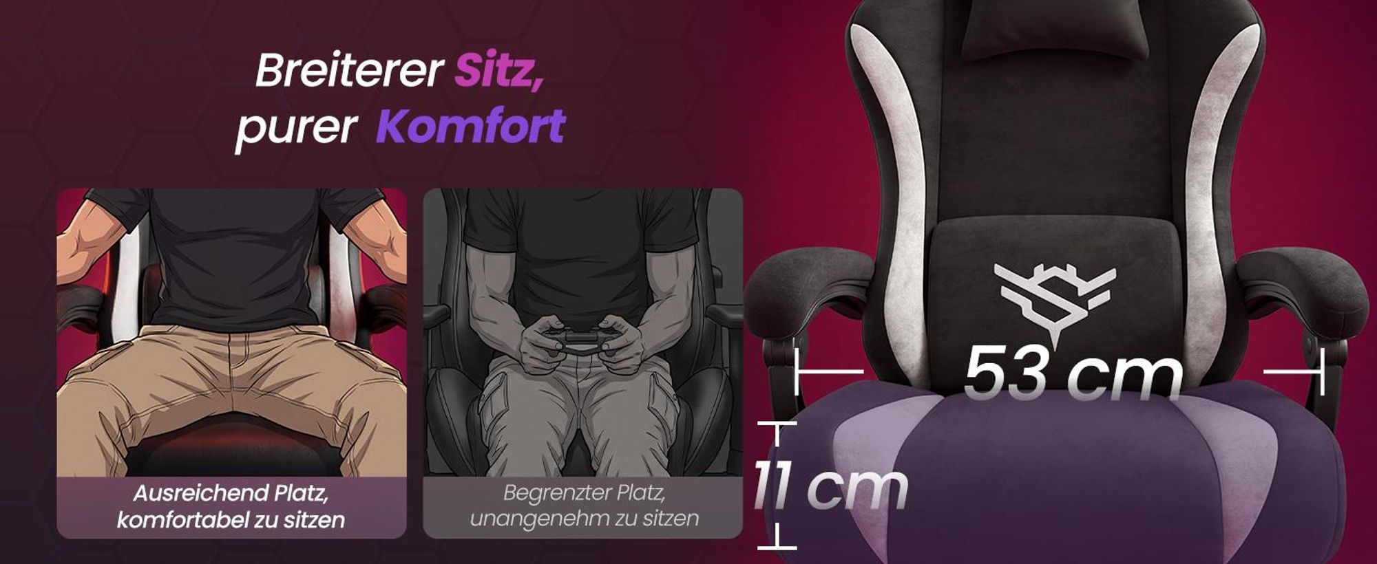 SONGMICS Gaming Stuhl, Ergonomischer Bürostuhl aus Polyester, mit Fußstütze und Lendenkissen, 135° Neigung, 70 x 70 x (120-130) cm, Schwarz und Weiß