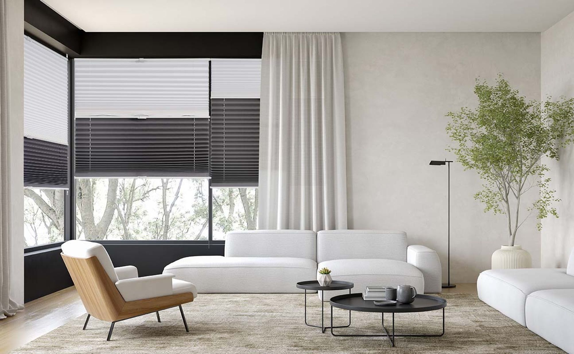 Sekey Plissee 80×130 cm ohne Bohren Day+Night Verdunklungsplissee Weiß+Grau Blickdicht Faltrollo Klemmfix 100% Verdunkelnd Sichtschutz für Fenster