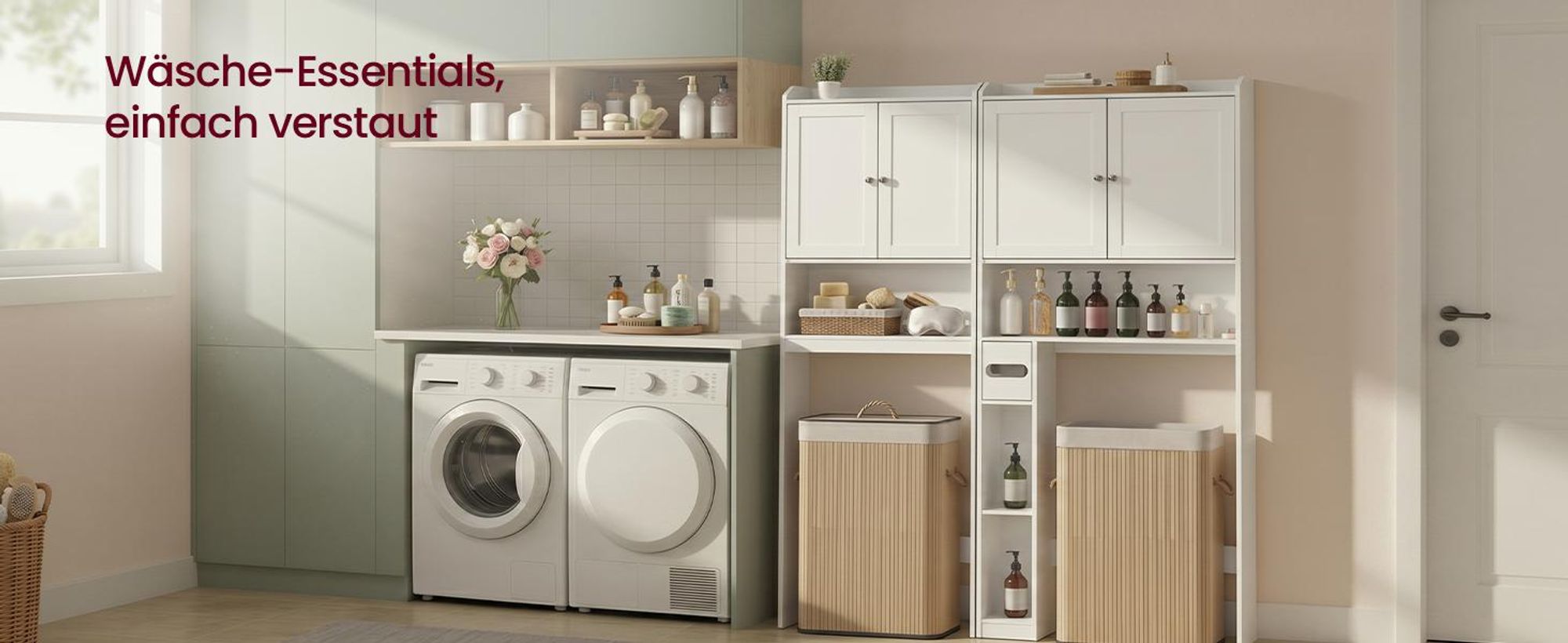 VASAGLE Badschrank Hochschrank, WC Regal Schmal mit Türen, Badezimmer Organizer Schrank, 62,4 x 20 x 170 cm, Weiß