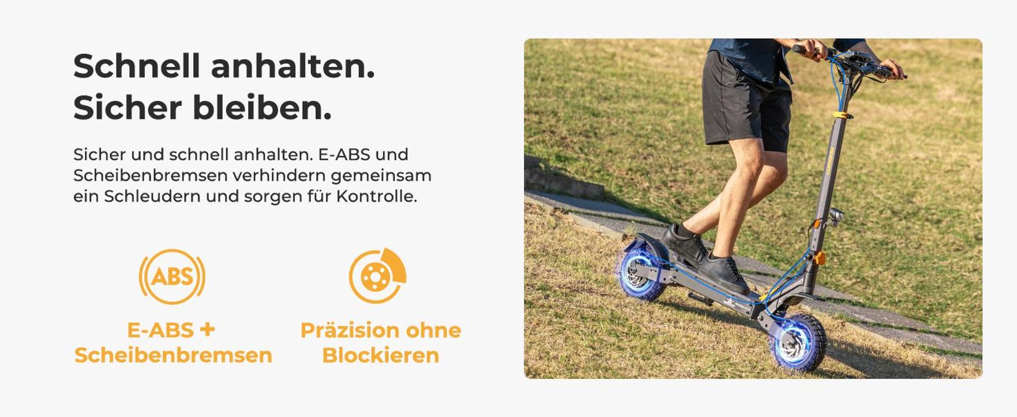 Ausom L1 ABE E-Scooter 500W 48V 15,6Ah 70 km Reichweite NFC Schloss E-ABS 10 Zoll Tubeless Reifen