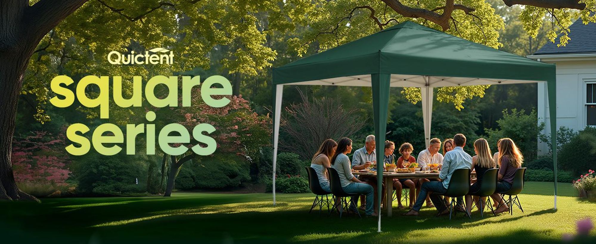 Quictent Pavillon 3x3m Wasserdicht Faltpavillon Stabil Winterfest, Pop-Up Klicksystem, UV-Schutz 50+, Gartenzelt, Partyzelt, Festzelt Grün
