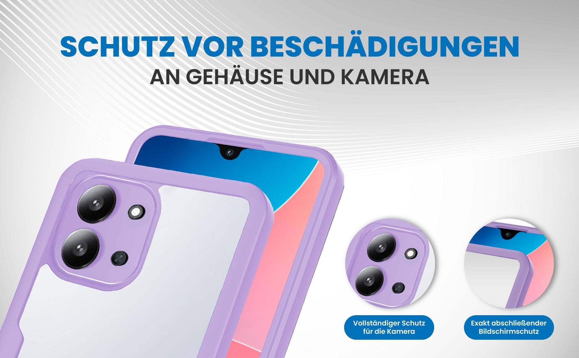 Violette 360 Grad Handyhülle für Xiaomi Redmi 15C Front und Backcover