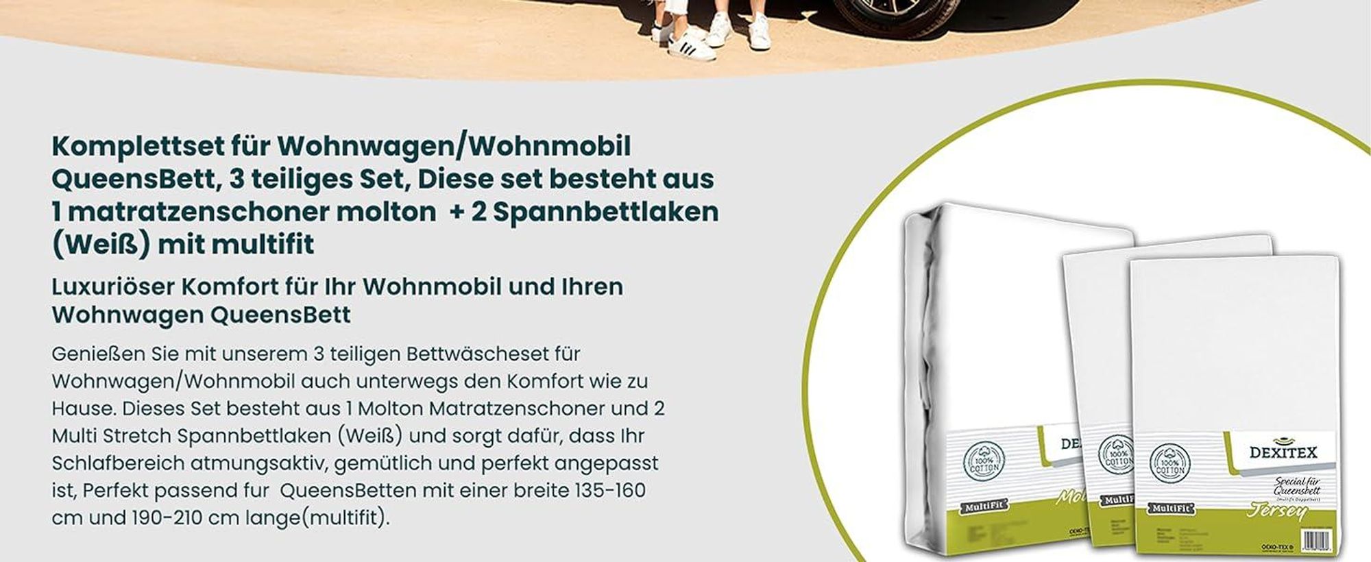 Wohnmobil in der Natur mit Spannbettlaken und Matratzenschoner