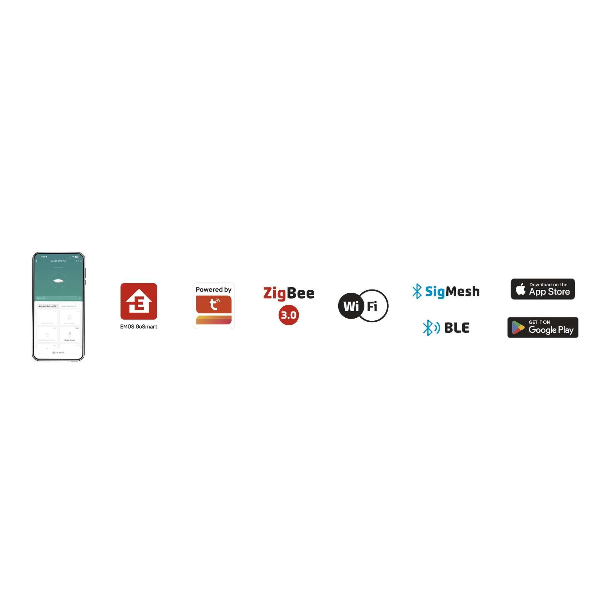EMOS GoSmart ZigBee-Gateway pro 128 chytrých zařízení, Smart Home Hub kompatibilní s Tuya, Smart Life, Lidl, s Bluetooth, 2,4 GHz WiFi, bílá, H5002