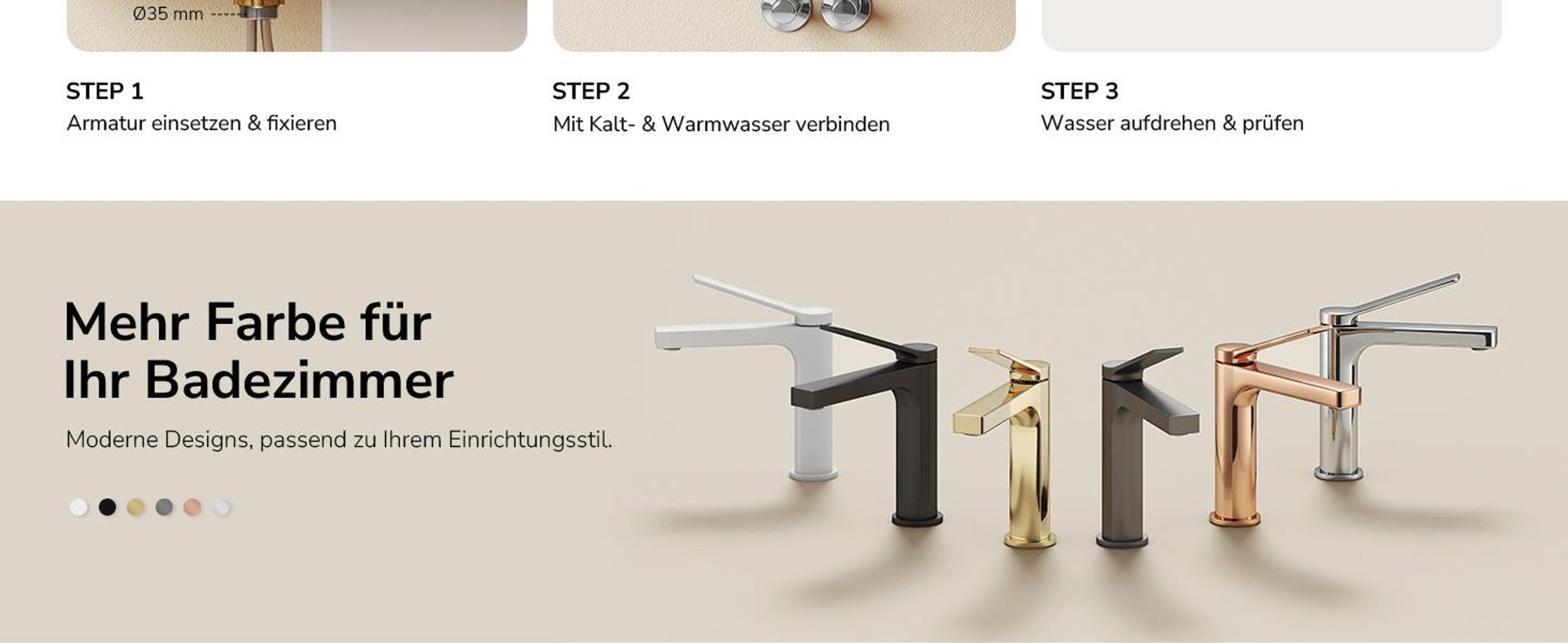 EMKE Wasserhahn Bad Roségold 195x173x46mm, Messing, Keramikkartusche, Badarmatur, Mischbatterie Waschbecken-Armatur, Waschtischarmatur