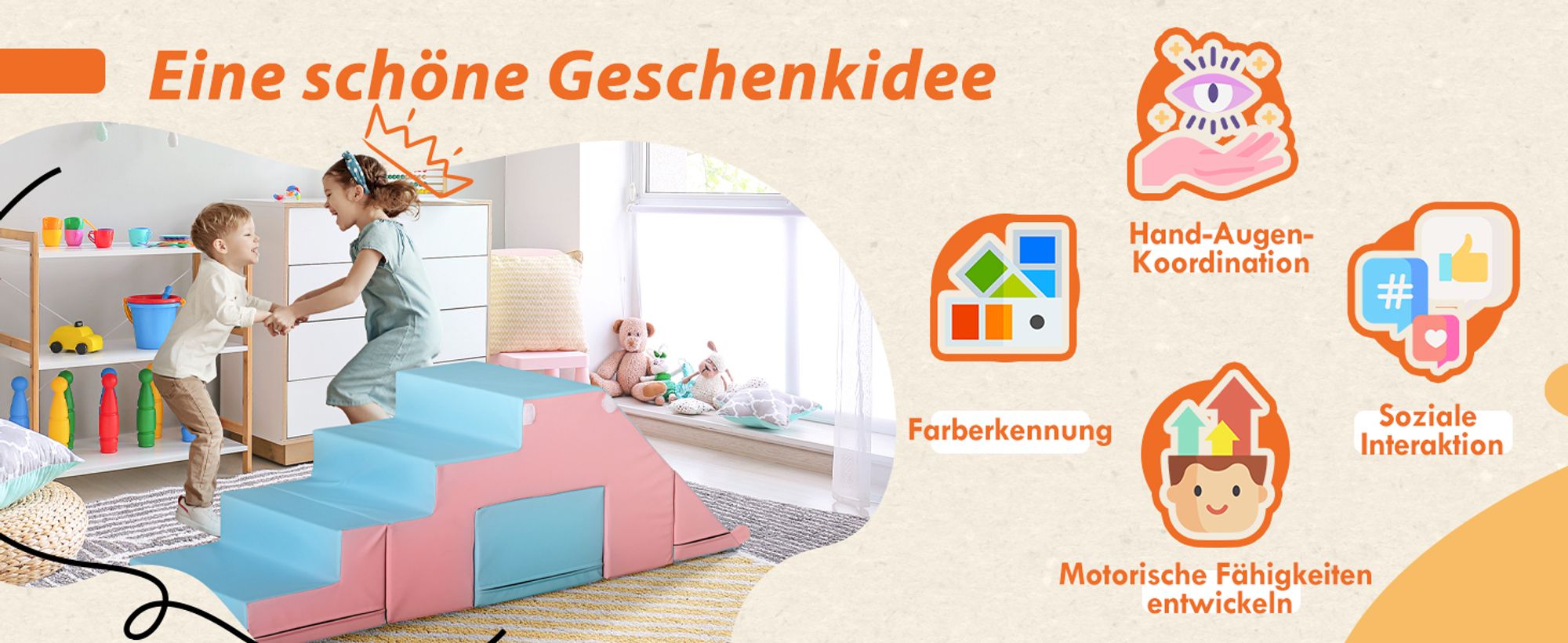 HOMCOM Bausteinset 2er-Set Bausteine rekonfigurierbares Design Rosa+Blau