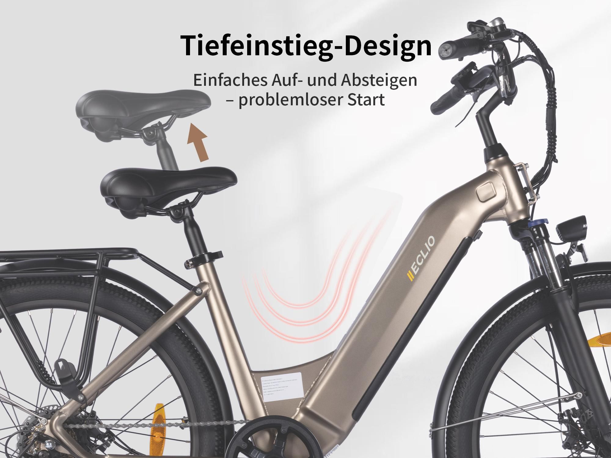 Otium3 E-Bike Elektrofahrrad 26 Zoll Citybike Tiefeinsteiger Damen Herren, 36V 18,2Ah Akku, 120 km, 250W, 25 km/h, Shimano 7-Gang, Scheibenbremsen