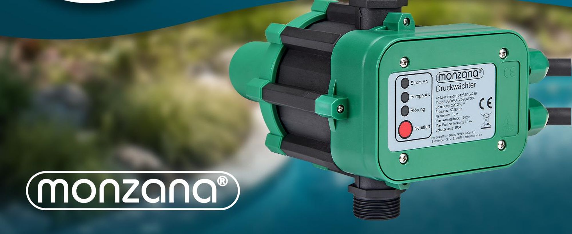 MONZANA Druckschalter Wasserpumpe mit Kabel 10 Bar Trockenlaufschutz