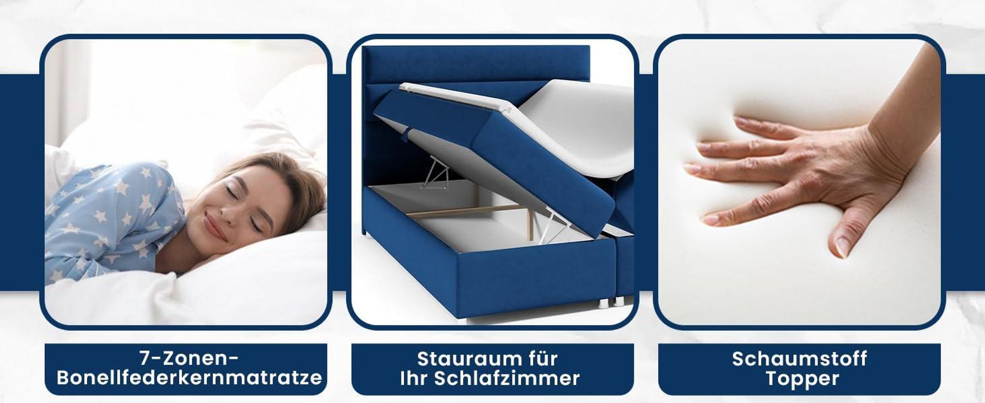 Best for Home Boxspringbett mit Bettkasten Trinity K-1 Bonellfederkern inkl. Topper, mit Lieferung, Aufbau & Entsorgung 180x200-Braun