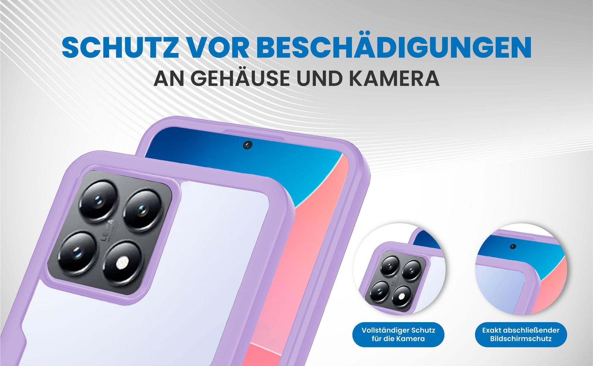 Violette 360 Grad Handyhülle für Xiaomi 14T Pro Front und Backcover