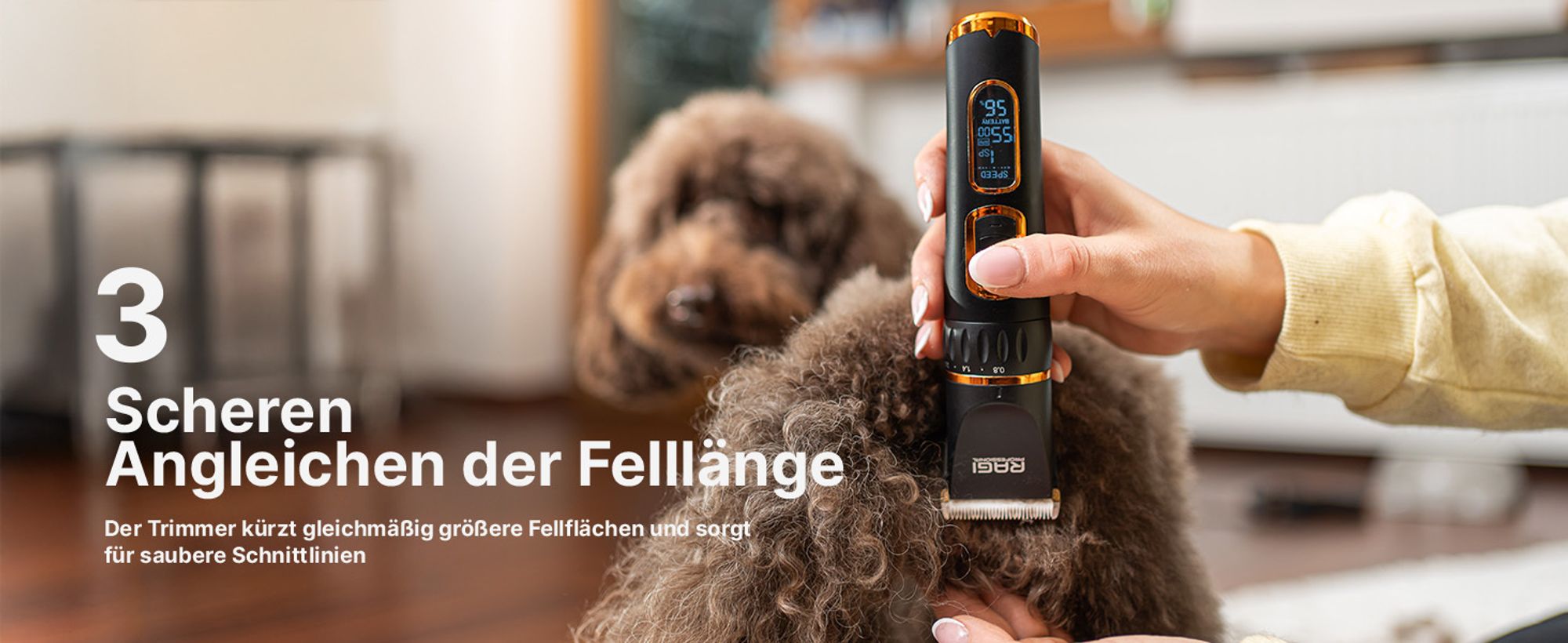 RAGI Leise Hundeschermaschine, Profi Schermaschine für Hund Katze, Kabellose Tierhaarschneidemaschine Elektrische Hundetrimmer, Haarschneidemaschine