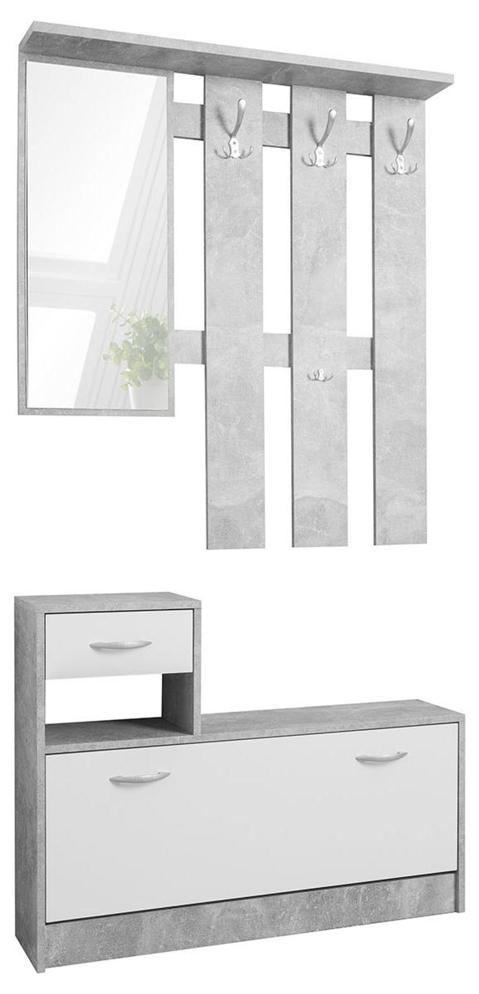 Garderobe "Renton I" – Garderoben-Set mit Kommode, Paneel und Spiegel