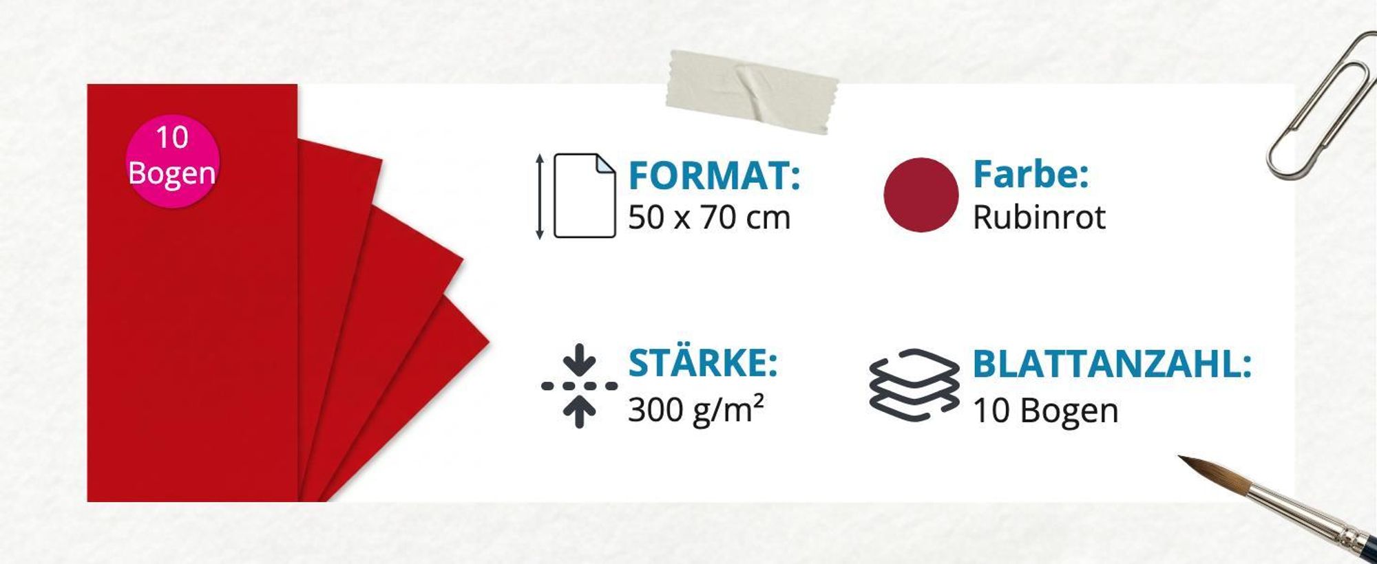 itenga Fotokarton rubinrot - 50x70cm 300g/m² 10 Bogen