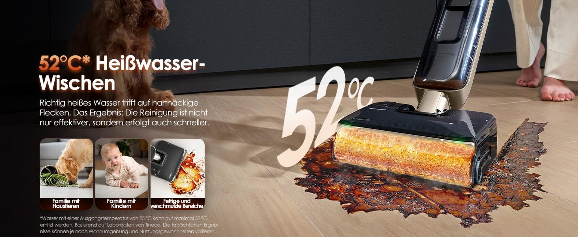 Tineco FLOOR ONE S9 Master Nass Trockensauger, StreakFree-Abzieher, ThermoBlast-Tech, Warmwasser-Wischen, 9,9 cm Höhe, 23 kPa, Flashdry Selbstreinigen