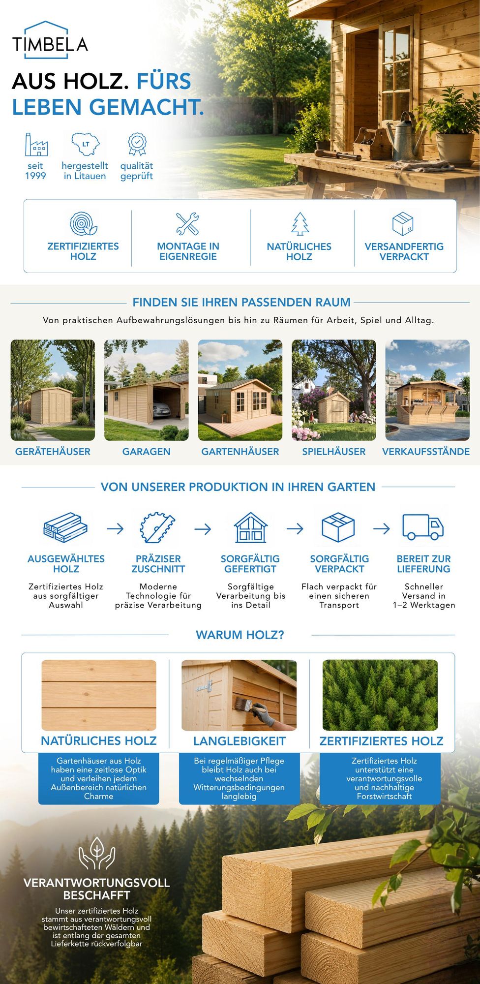 Holz Brennholzregal – 6,7 m3 – B112xL458xH199 cm - TIMBELA M203