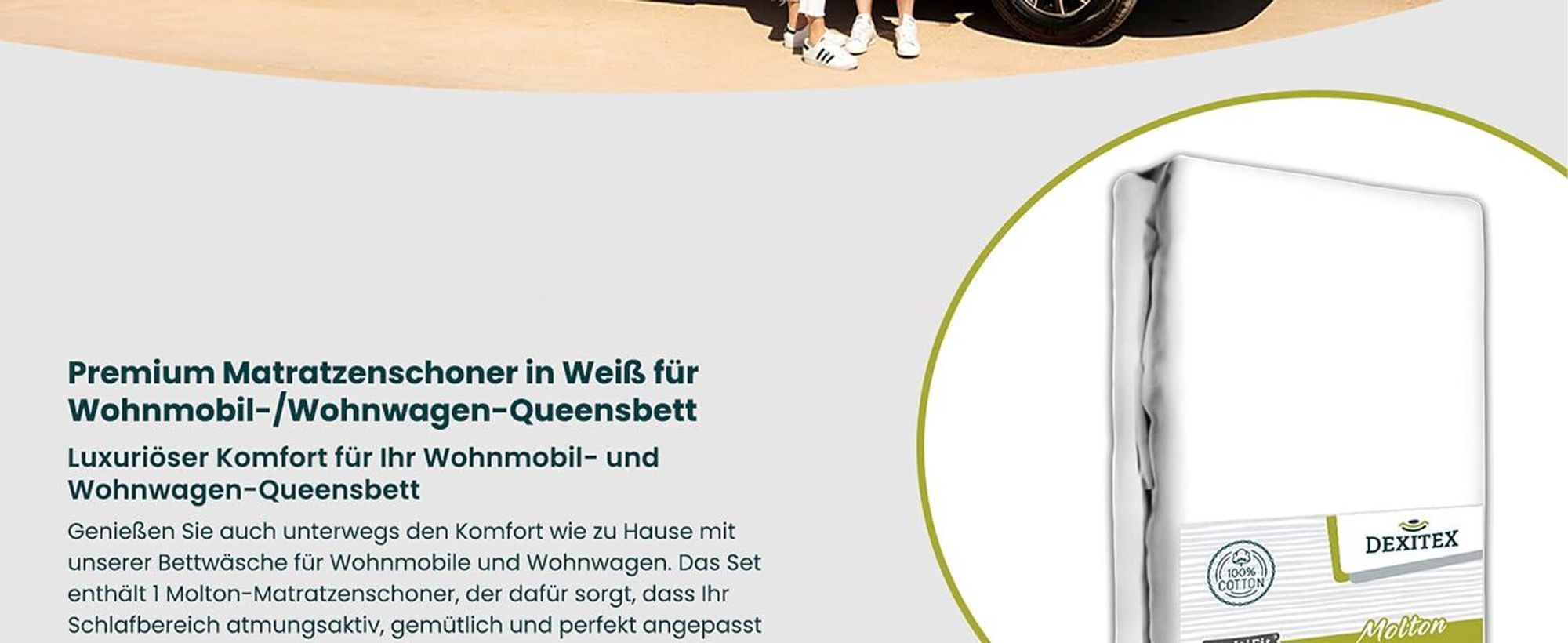 weißer Molton Matratzenschoner aus 100% Baumwolle für QueensbettMatratzen im Wohnwagen und Wohnmobil