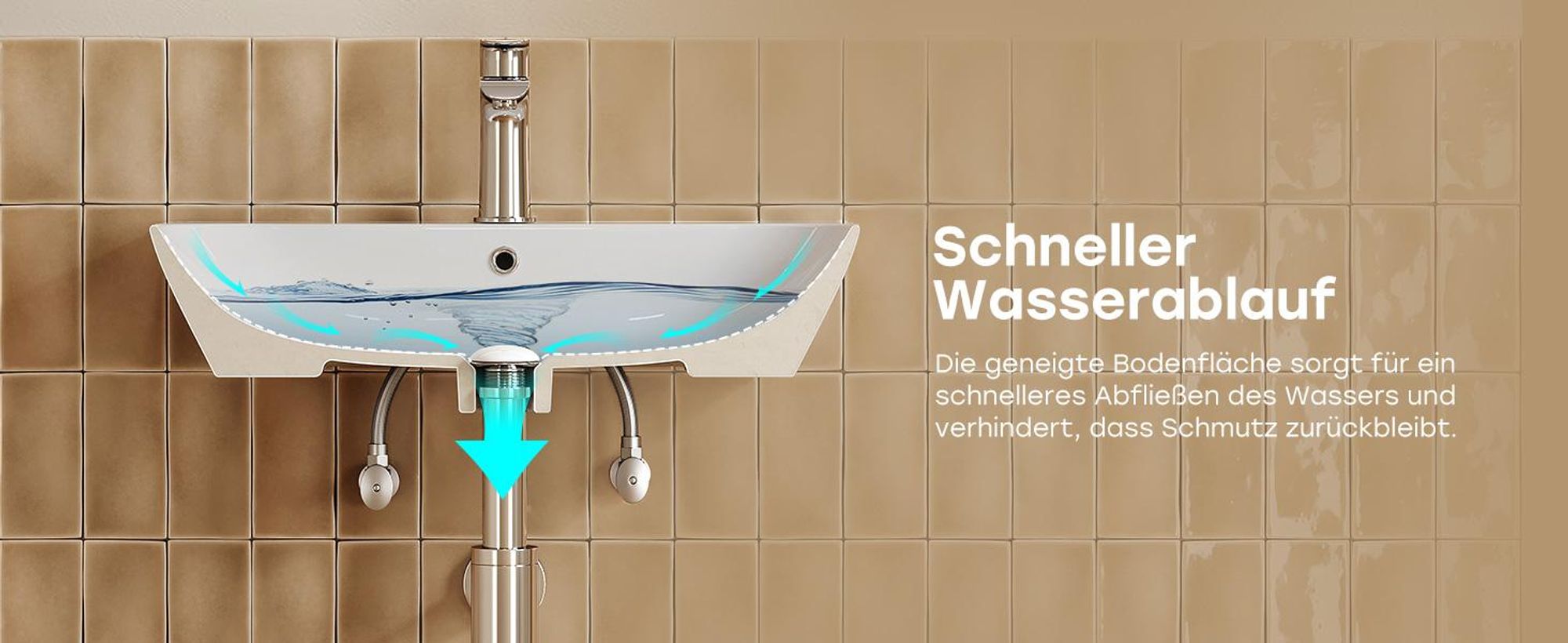 HOROW 56 x 40 cm Hänge Waschbecken, Badezimmer Aufsatzwaschbecken, Handwaschbecken für Gäste wc, mit Wasserhahnloch und einen Überlauf