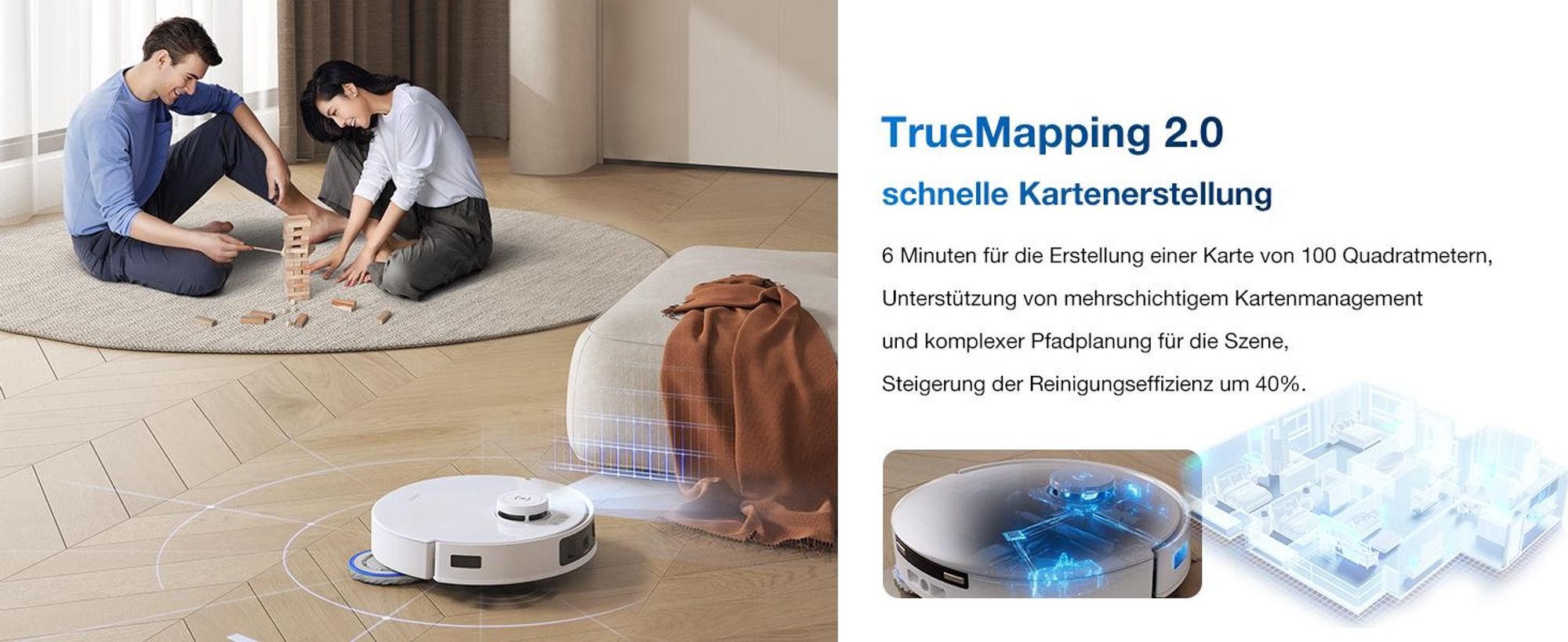 ECOVACS Saugroboter DEEBOT T30C PRO Omni Gen 2, Staubsauger Roboter mit Wischfunktion, 70°C Heißwasser-Moppwäsche, 15400Pa Wischroboter Weiß
