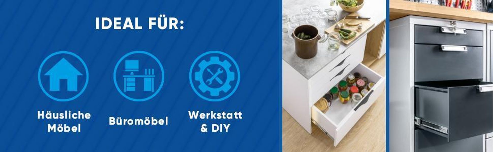 GTV H53 Schubladenschienen Vollauszüge Schubladenauszüge - 53.9 x 750 mm - 2 mm Starken Verzinkt Stahl - Rollenauszug Teleskopschiene Kugelführung - Schienensystem Belastbar bis 100 Kg 1 Set= 2 Stück