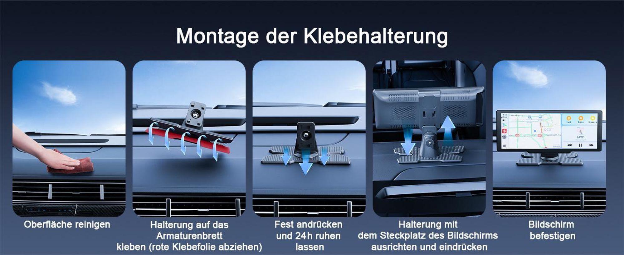 AVYLET 10,26" Wireless Carplay Display für Apple Carplay & Android Auto Tragbarers Carplay Autoradio mit IP67 Rückfahrkamera GPS Bluetooth Mirror Link