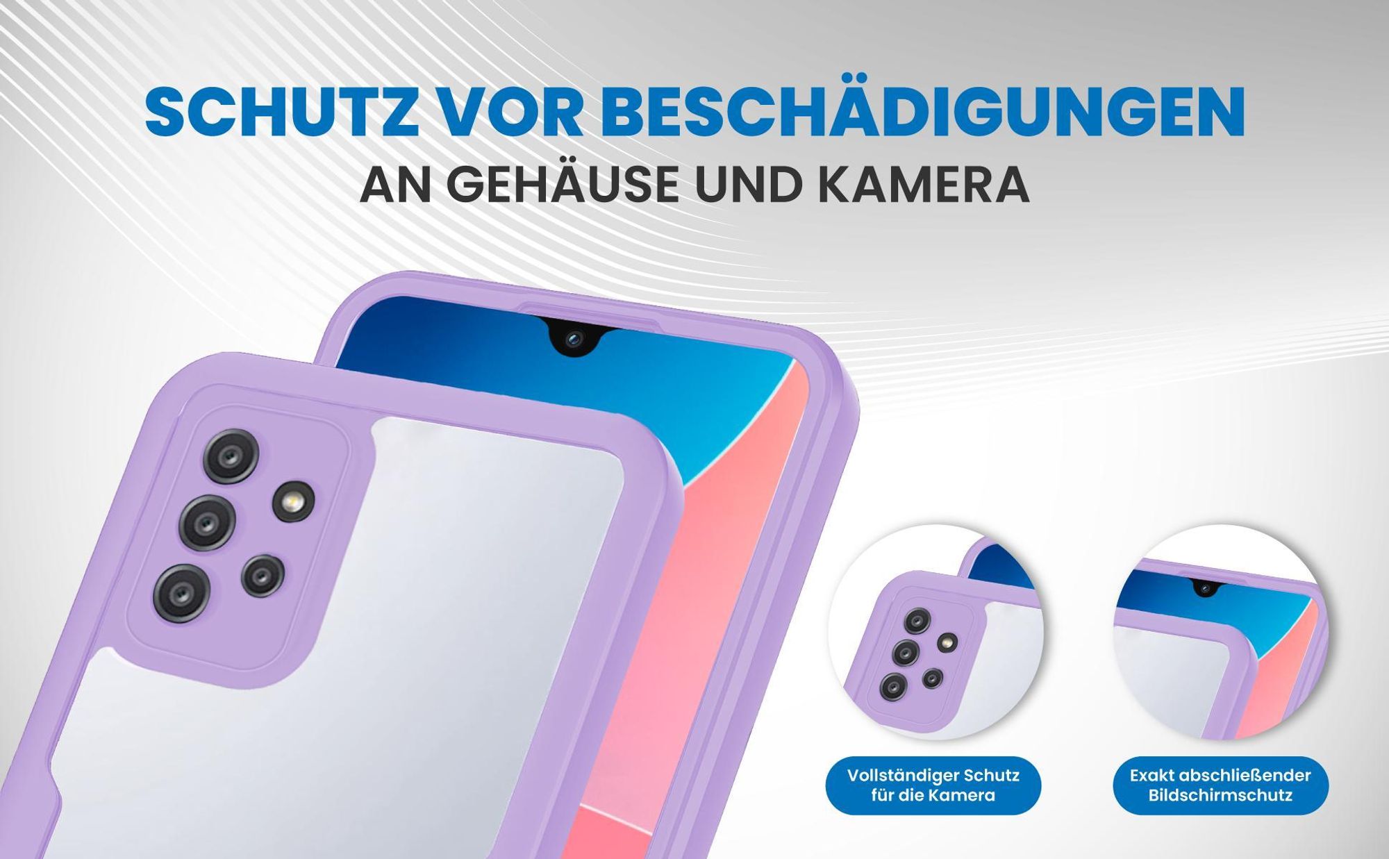 Violette 360 Grad Handyhülle für Samsung Galaxy A52 / A52 5G / A52s 5G Front und Backcover
