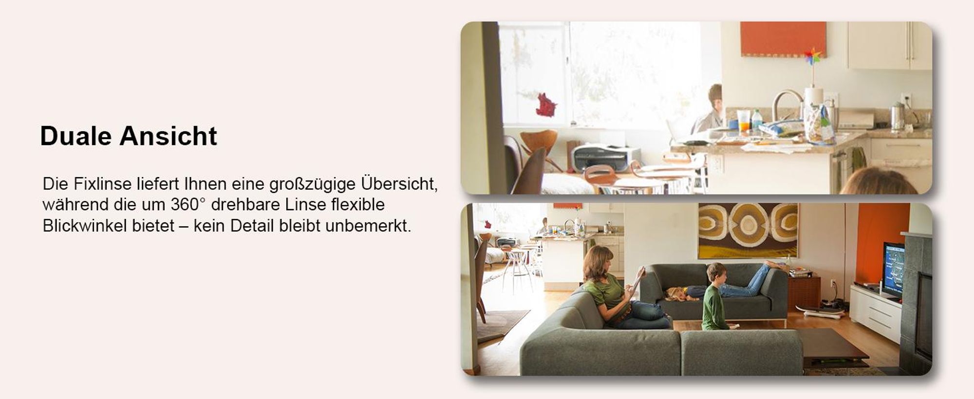 Drahtlose Innen-Dualkamera 1080p, Farb-Nachtsicht, Zwei-Wege-Kommunikation für Baby- und Haustierüberwachung